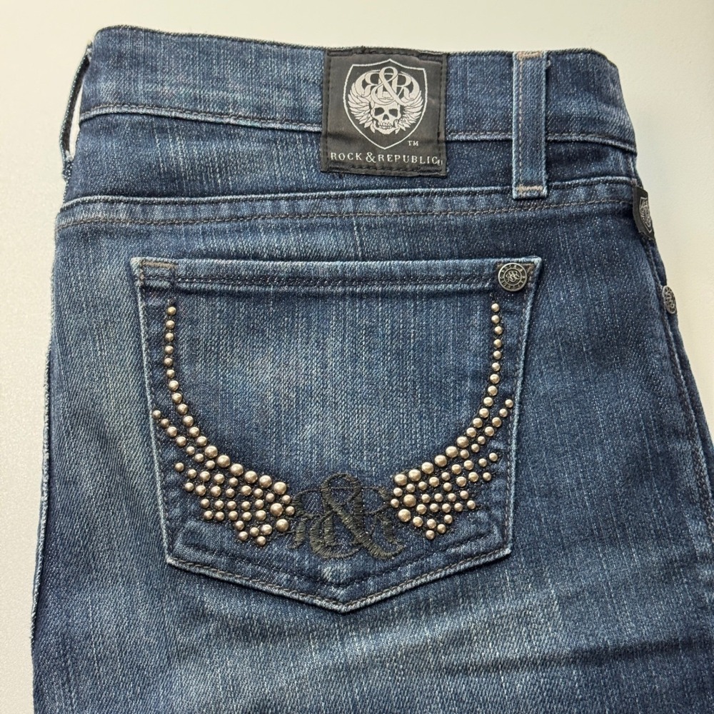 Vtg Rock & Republic Stella Bootcut Jeans Womens Size 29 Y2K Embellished USA‎